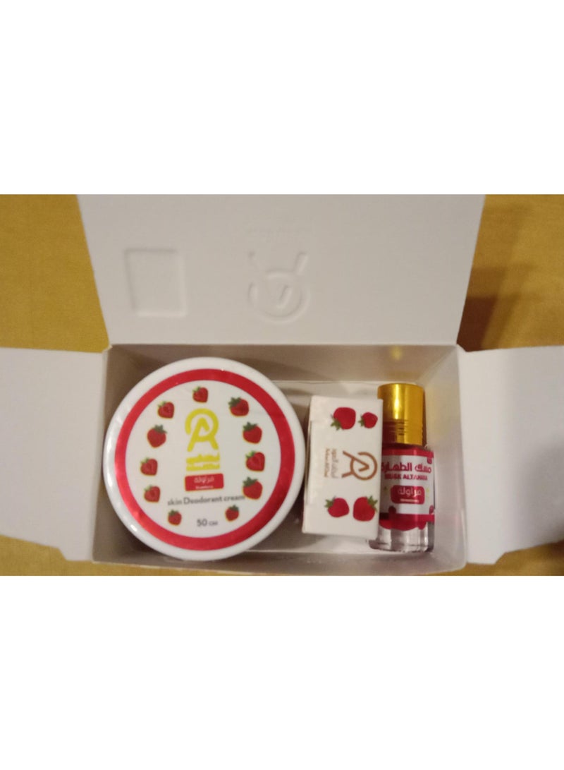 مجموعة مسك طهارة أركان العود من 3 قطع عناية شخصية كاملة انتعاش أصلي رائحة الفراولة - Image 3